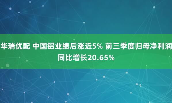 华瑞优配 中国铝业绩后涨近5% 前三季度归母净利润同比增长20.65%
